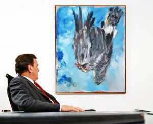 Bundeskanzler Gerhard Schröder veranlasste 1998 den Ankauf von Baselitz Bild "Der Adler" für das Kanzleramt © Werner Bartsch