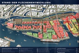 HafenCity Flächenplan, Rot umrandet der Lohse Park © HafenCity